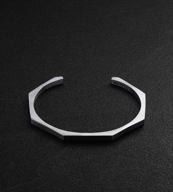 Reytel KRAFT Hexagonal Cuff Bracelet for Men in Sterling Silver (S925) – Handcrafted Bangle