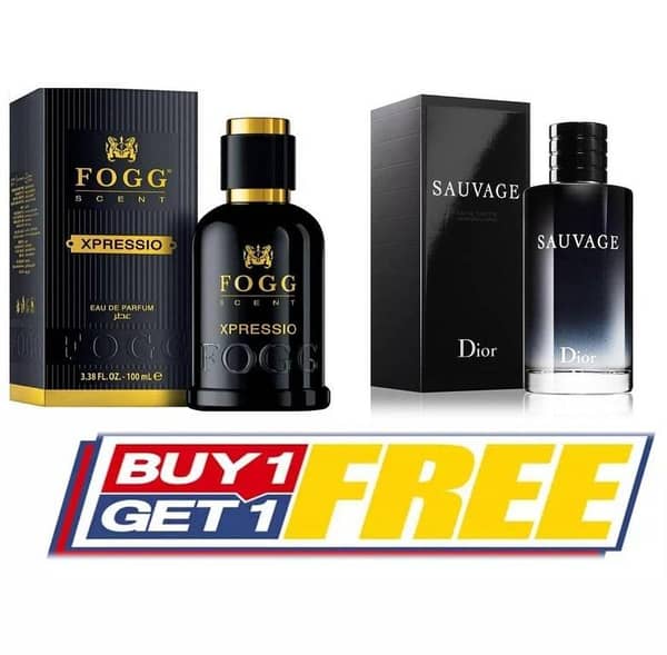 Pack of 2 Perfumes: Fogg Black + SIWAGE Impression (100ml each) for Men
