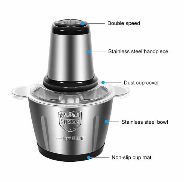 Silver Crest Meat Chopper with 4 Stainless Steel Blades and High-Speed Motor