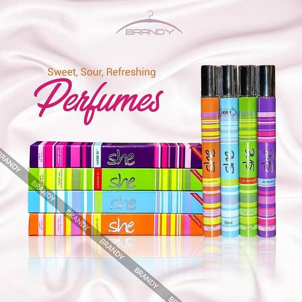 PACK OF 4 SHE Pen Pocket Perfume 35ml – EAU DE Fragrance, Natural Spray for Women, Portable Pencil Perfume (Orange, Blue, Purple, Green)