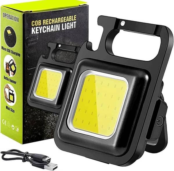 Mini LED Portable Keychain Flashlight Multifunction COB Work Light USB Rechargeable Strong Magnet Outdoor Camping Lantern