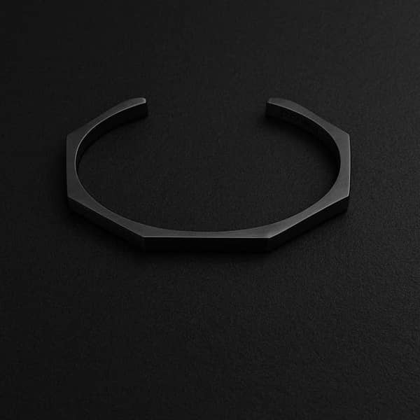 Men's Geometric Stainless Steel Cuff Bracelet - Minimalist Silver Bangle