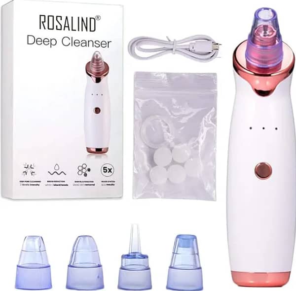 5 in 1 - Black head Remover - Rechargeable Electric Pore Cleanser Vacuum Suction Machine - Black Head and Acne Removal, Derma Suction Face Beauty Tool With Oil Control and Pimple Free Skin