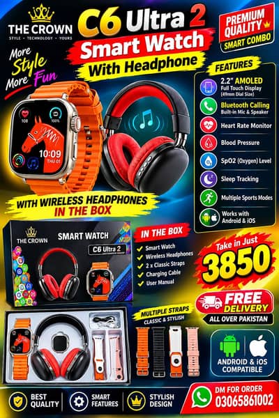 Smart watch with Headphones