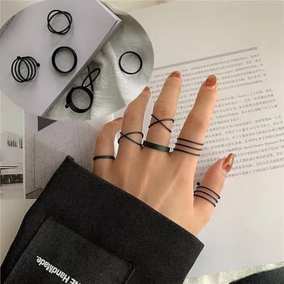 Black Hip-Hop Rings Size Of 6 Alloy
