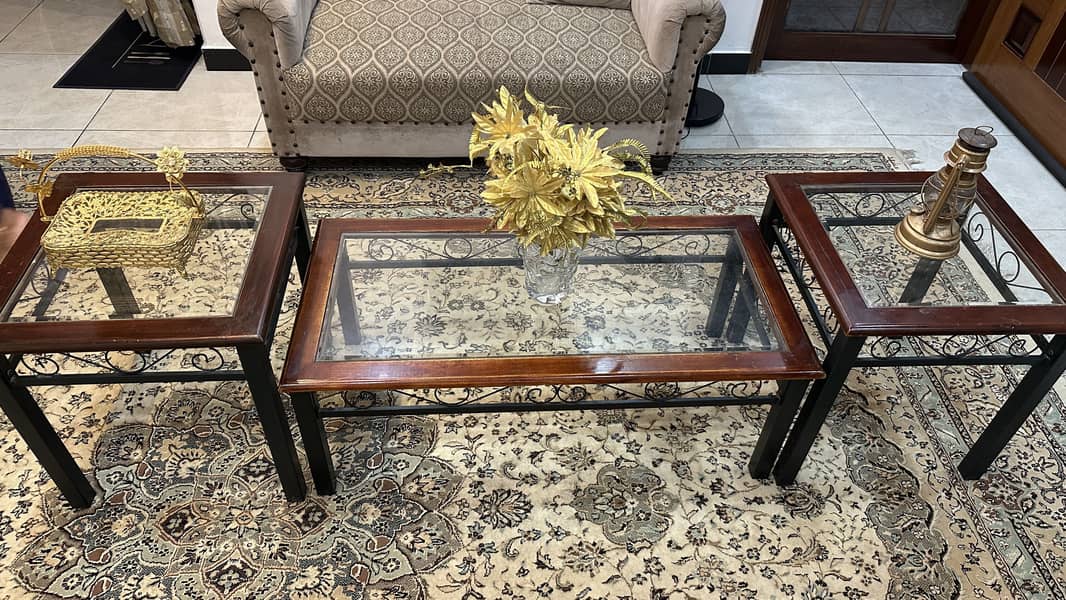 Centre table with two side tables 0