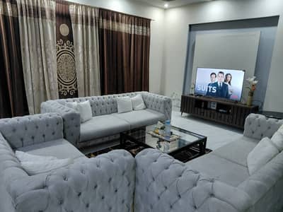 10 Seater Big Sofa Set|Jute Fabric |Molty Foam |Brass Legs |6 Cushions
