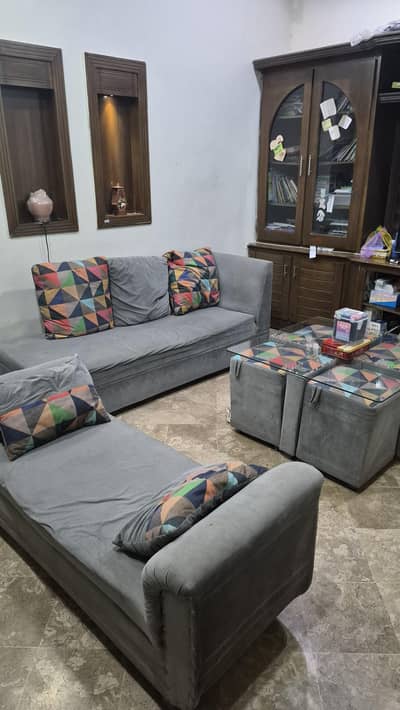 L shape Sopa with Dewan and centre table