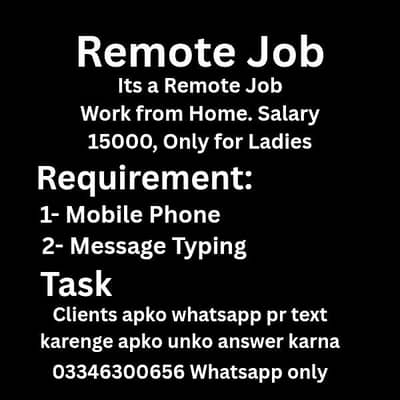 Work from Home Job hai Whatsapp pr Clients ko guide karna hai