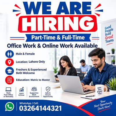 ONLINE WORK AND PART TIME WORK AVAILABLE FOR MALES AND FEMALES