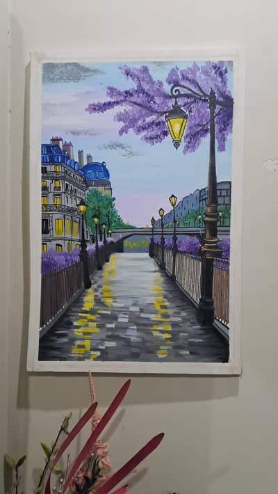 Beautiful Paris Street Hand Painted Canvas Painting | Wall Art