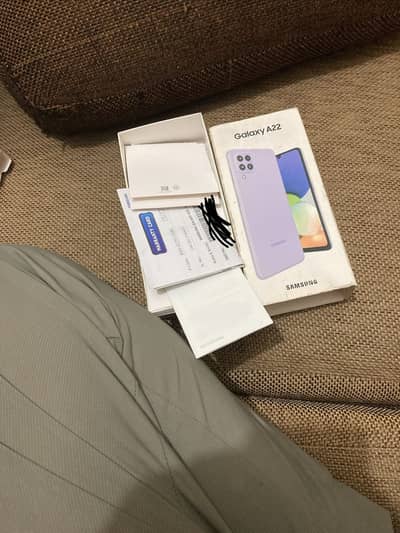 Samsung Mobile A22 With Box only 6/126