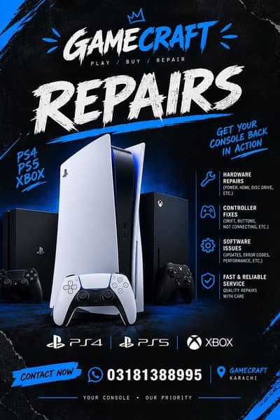 REPAIRING SERVICES FOR PS4, XBOX, PS5, Nintendo, etc.