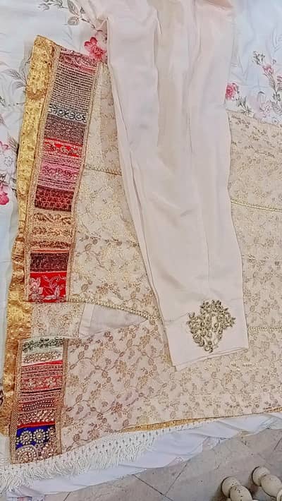 party wear dress with handembroidered multi lace and trouserpatch