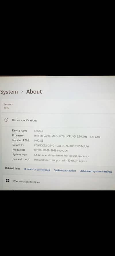Lenovo Miix 720 i5 7th, 8gb ddr4 , 256nvme, touch working