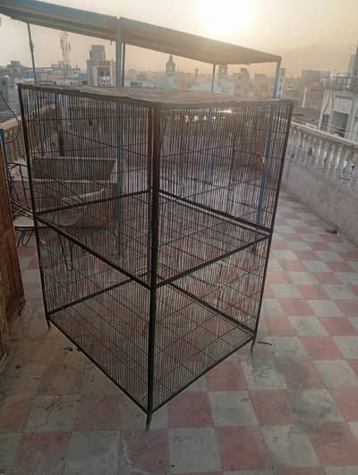 Large Bird Cage For Sale – Rooftop Use, 3-Tier Design