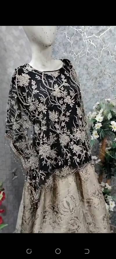 cutdana fancy work on top and embroidery skirt