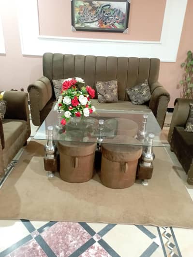 5 Seater Dura Foam sofa set with Glass Table complete Set.