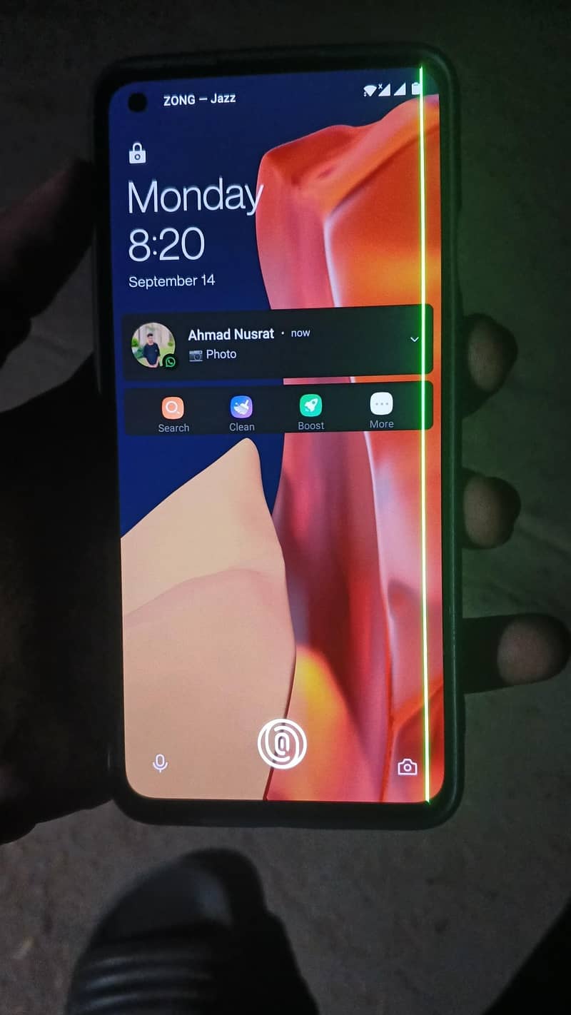 One Plus 9 screen one line 1