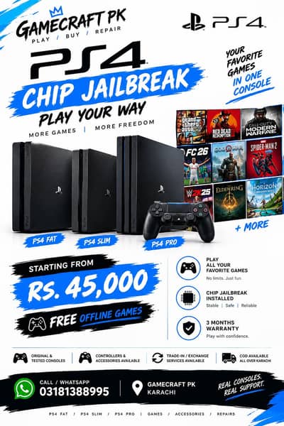 PS4 Chip Jailbreak with Free Games – Starting 45,000
