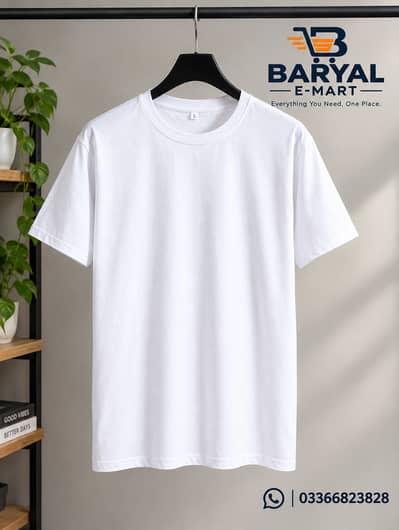 Men's White Short-Sleeve Crewneck T-Shirt with Cursive