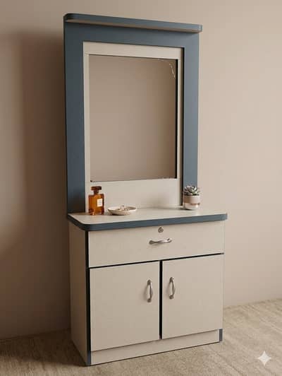 Pre-loved Lamination Dressing Table with Lock & Cabinet - Good Condit