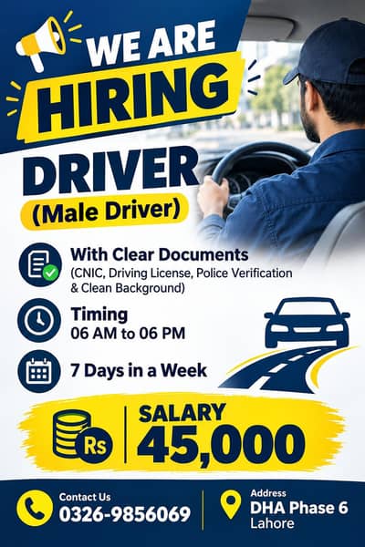 Driver Required in Dha phase 6