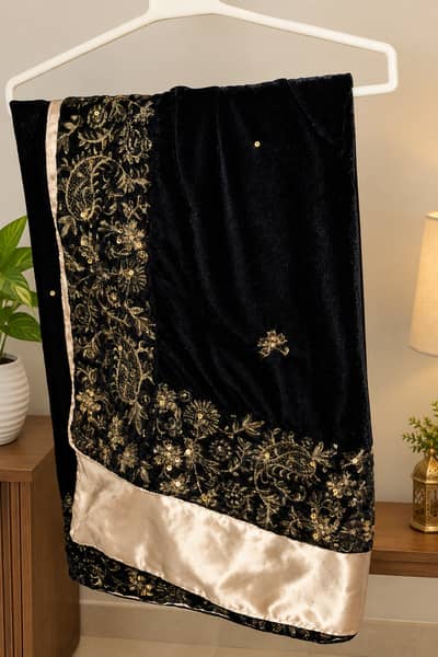 Heavy Embroidered Velvet Shawl | Premium Wear | Elegant Design