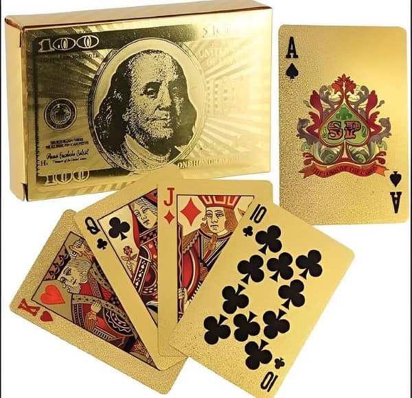 Gold, Rose Gold, Silver, Black/Blue, Black/Red, and Black with Golden Foil Playing Cards - 54 Card Deck, Smooth Shuffling, Waterproof, Imported Quality