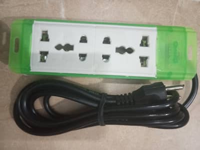Extension Board With 8 Feet Long Wire. 4 Sockets.