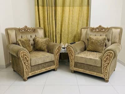 5 Seater Sofa Set (3+1+1) with Glass Center Table