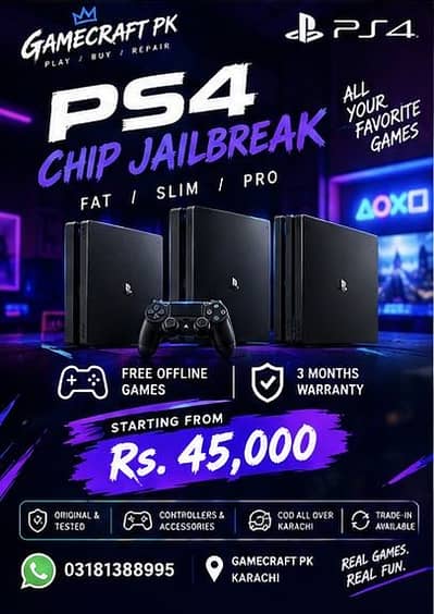 PS4 WITH OFFLINE GAMES - GAMES OF YOUR CHOICE