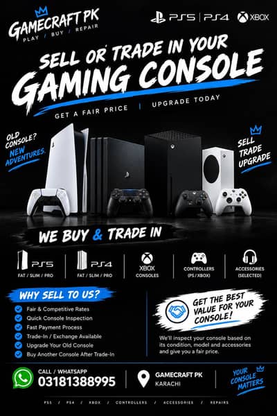Sell PS5 PS4 Xbox in Karachi – GameCraft
