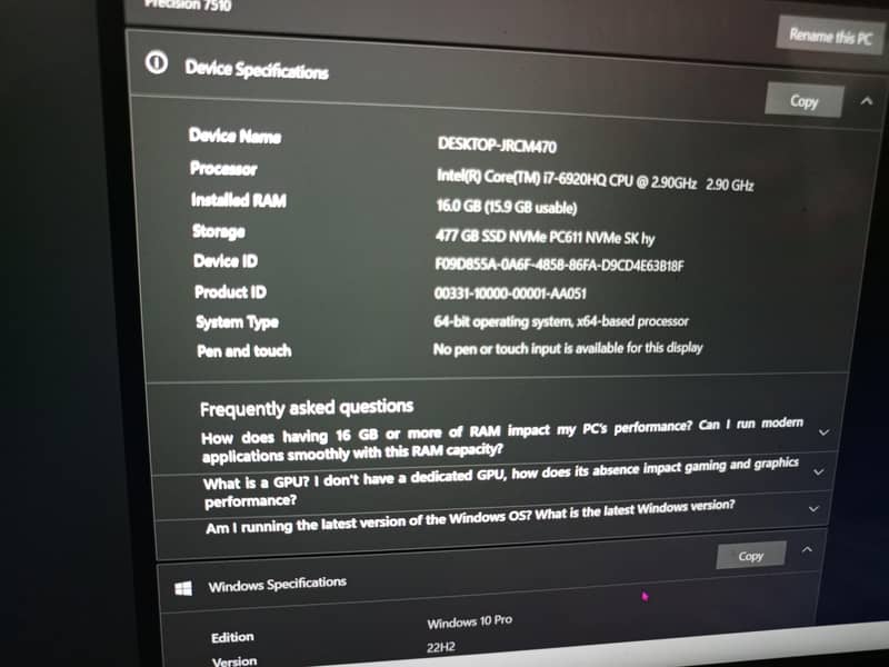 Dell precision 7510 1