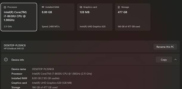 HP ELITE BOOK 840 G5