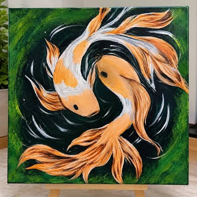acrylic fishes  painting