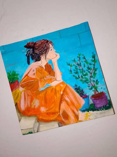 Handmade Aesthetic Girl Painting - Wall Decor / Artwork