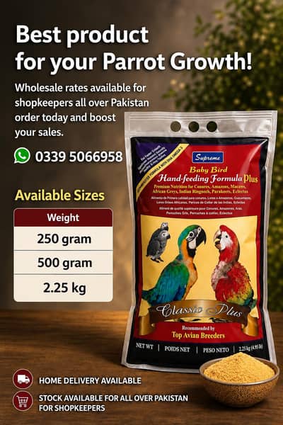 Supreme Parrot Feed | Handfeeding Formula for Growth | Bird Food