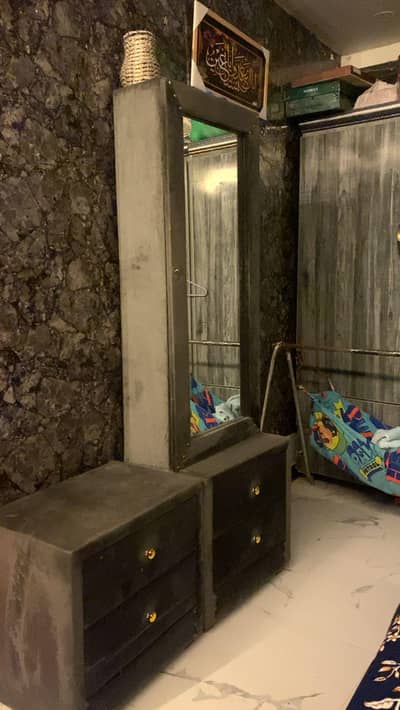 grey colour bed set with dressing