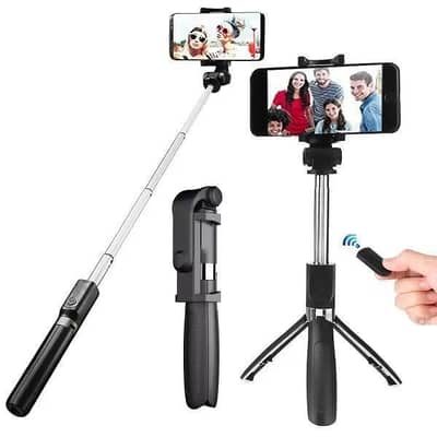 Foldable Mobile Desk Holder / Selfie Stick with LED Light