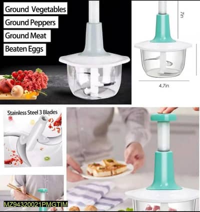 compact manual food chopar ABS plastic pink teal