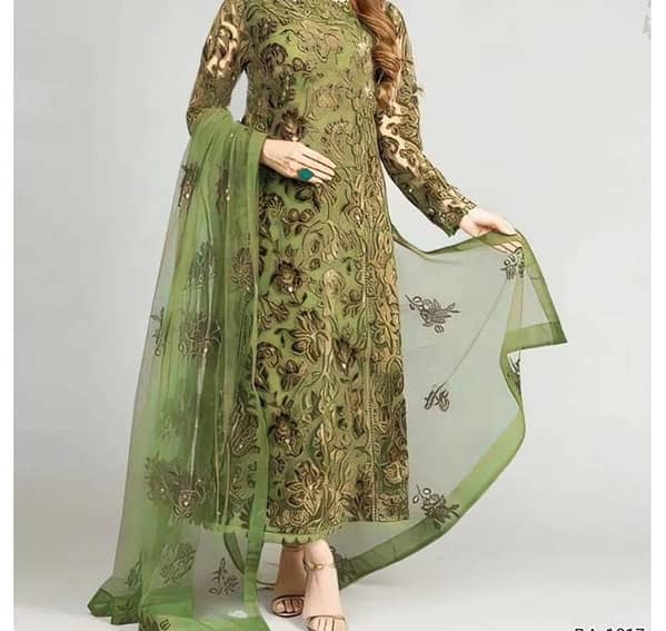 3 piece unstitched embroidered suit Dhanak