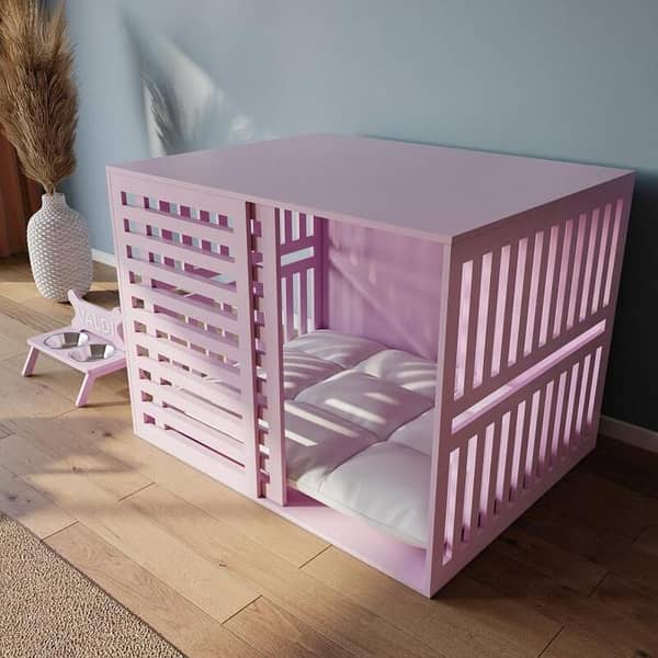 Modern Wooden Pet House | Stylish Dog & Cat Crate | Ventilated Indoor Kennel Furniture