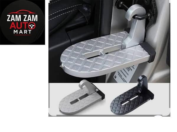 Foldable Car Door Step Pedal Aluminum Alloy Auto Latch Hook Foot Pedal Car Roof Step (BLACK)