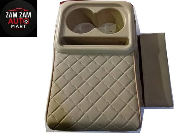 Car Armrest with cup holders and Extra Mobile Pocket (Beige color)