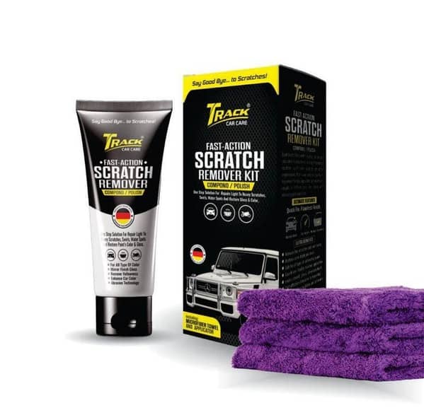 Track Professional Car Scratch Remover Kit 200g with Microfiber Towel – Restore Paint Finish Like New