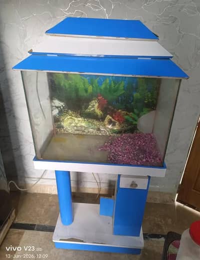 Fish Aquarium with wooden trolley