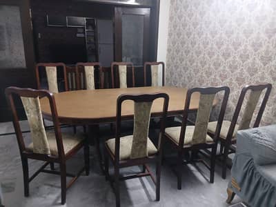 8 Seater Wooden Dining Table Set with Chairs – Excellent Condition