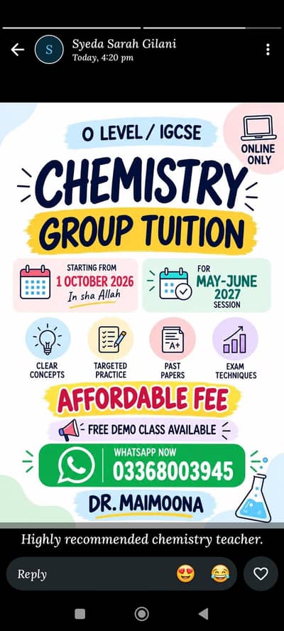 group tution chemistry IGCSE/O level