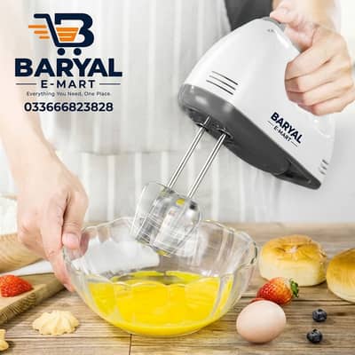 7 Speed Electric Hand Mixer with Egg Beater & Dough Hooks